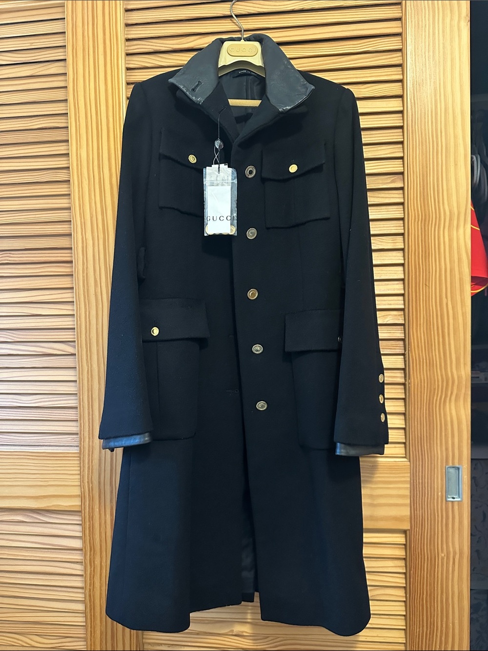 Gucci Vintage wool and leather coat size 40 new